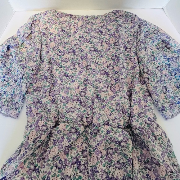 Manydress Lavender Floral Print Casual Mini Boho Ruffle Swing Dress Lined Medium - Picture 16 of 16